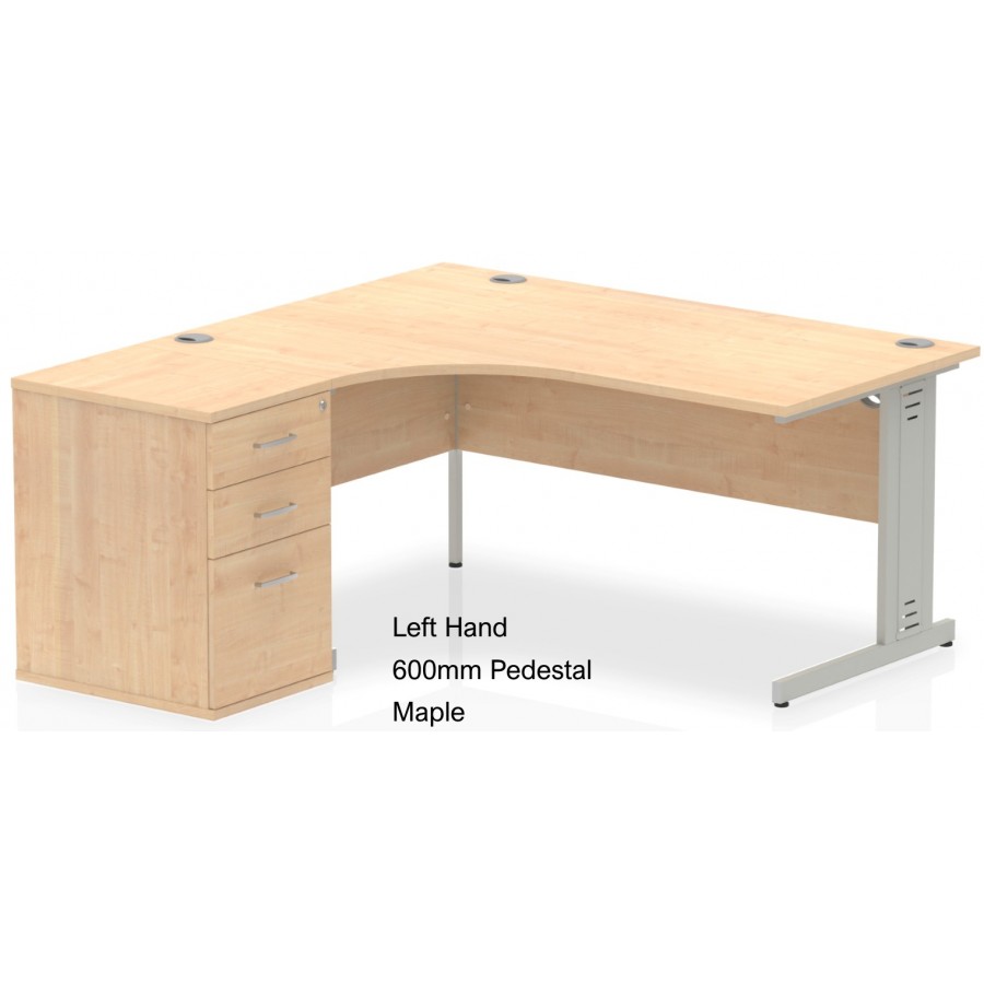 Rayleigh Left Hand Cable Managed Desk and Pedestal Set